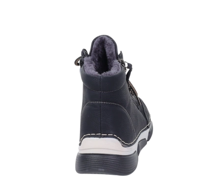 Czarne trzewiki damskie komfortowe botki zimowe ciepłe na zamek i sznurowadła HAIDRA