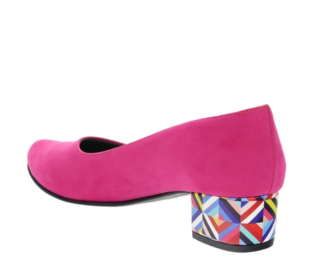 Płaskie fuksjowe czółenka eleganckie ze skóry zamszowej Lily od Azali
