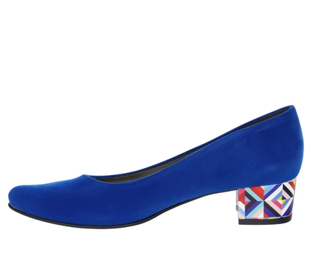 Chabrowe czółenka damskie na modnym szerokim obcasie Lily od Azali