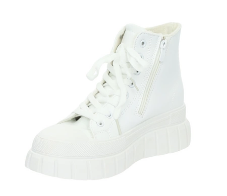 Białe trampki damskie ocieplane na platformie grubej podeszwie ROKOWE