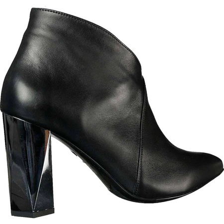 Czarne botki damskie na obcasie skórzane Massimo Lucchesi 2722