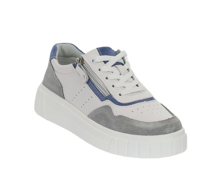 Skórzane adidasy damskie na zamek białe na platformie Jezzi