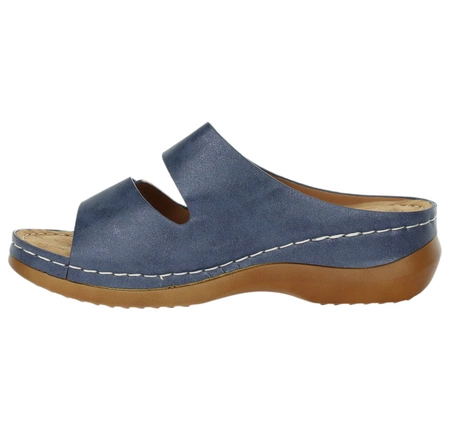 Komfortowe granatowe klapki na rzepy zdrowotne Jezzi