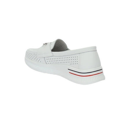 Białe skórzane mokasyny damskie sportowe półbuty Jezzi