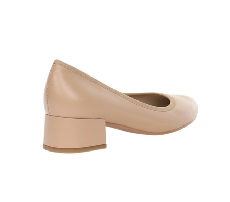 Komfortowe bezowe czółenka płaskie ze skóry naturalnej RYŁKO