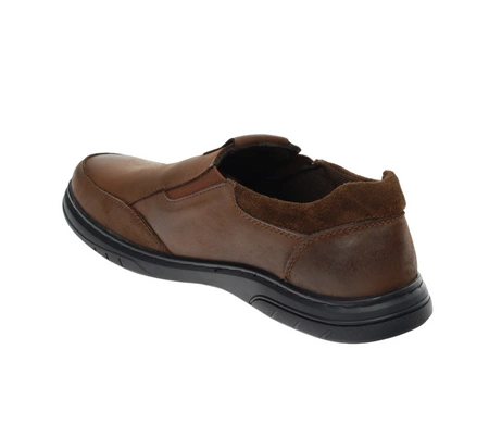 Brązowe skórzane półbuty męskie wsuwane wytrzymałe American Club