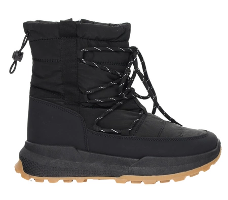 Czarne modne śniegowce damskie sportowe botki ciepłe na zimę Jezzi