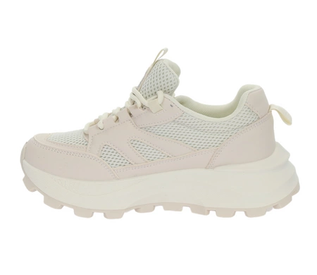 Beżowe sneakersy damskie na grubej podeszwie NEWS