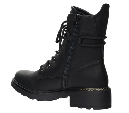 Czarne martensy zimowe damskie sznurowane i na zamek Jezzi