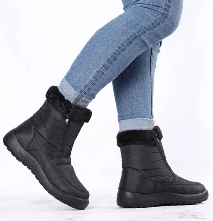 Czarne trzewiki damskie śniegowce na zamki Jezzi