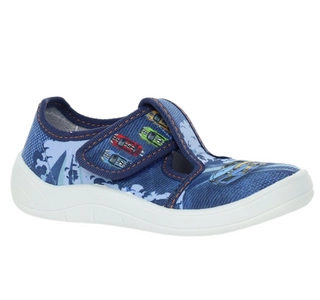 Granatowe pantofle dziecięce na rzep BEFADO