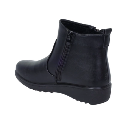 Komfortowe czarne botki damskie ocieplane na zimę na dwa zamki UNISOFT
