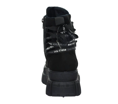 Czarne sportowe buty zimowe damskie  sznurowane NEWS