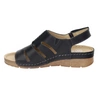 Czarne komfortowe sandały damskie ze skóry naturalnej szyte HELIOS
