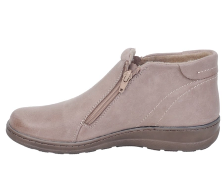 Skórzane damskie botki zimowe komfortowe ocieplane wełną HELIOS