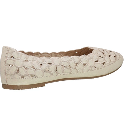 Beżowe balerinki damskie ażurowe kwiatki Jezzi