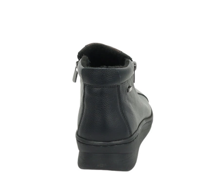 Czarne skórzane komfortowe botki zimowe buty Helios model786