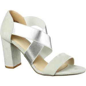Sandały damskie na obcasie srebrne ślubne Jezzi