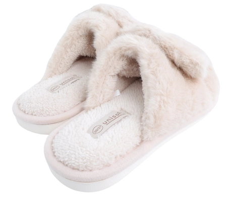 Ciepłe kapcie damskie puchate z uszami Króliczka