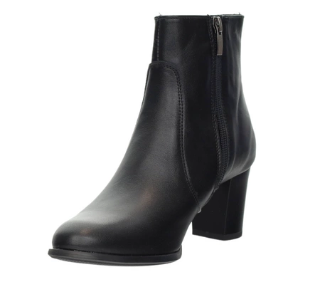 Skórzane botki damskie zimowe czarne na obcasie Polskie Gino Fabiani