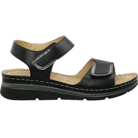 Sandały czarne płaskie komfortowe ortopedyczne Jezzi