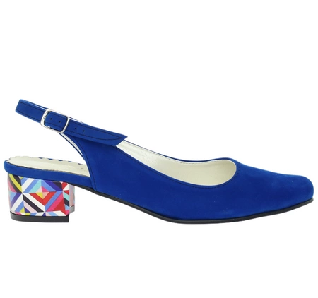 Chabrowe eleganckie sandały na niskim obcasie AZALI