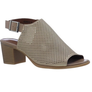 Brązowe sandały damskie na obcasie z zabudowaną ażurową cholewką  Jezzi