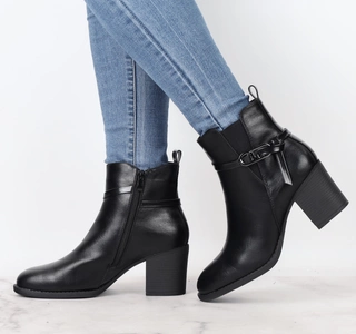 Eleganckie i wygodne botki damskie ocieplane na zamek na obcasie Jezzi