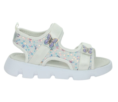 Eleganckie sandałki dla dziewczynki na rzepy ze skórzaną wkładką Miss E