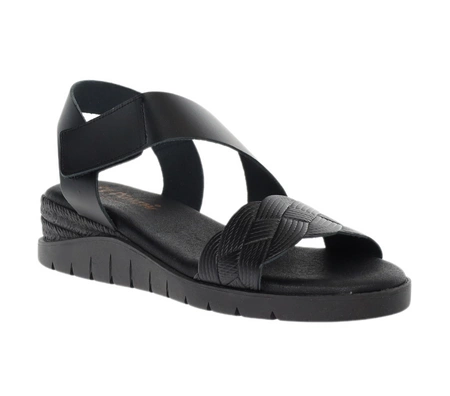 Czarne płaskie sandały damskie skórzane El Pimpi - Made in Spain