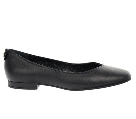 Czarne czółenka płaskie ze skóry naturalnej RYŁKO