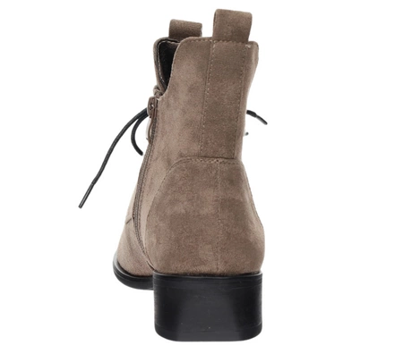 Zamszowe szare botki damskie płaskie ocieplane Gloria