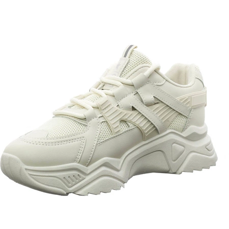 Modne sneakersy damskie beżowe NEWS