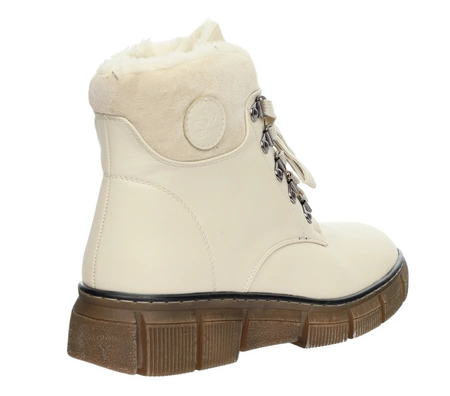 Beżowo-brązowe eleganckie trzewiki damskie zimowe buty płaskie JEZZI