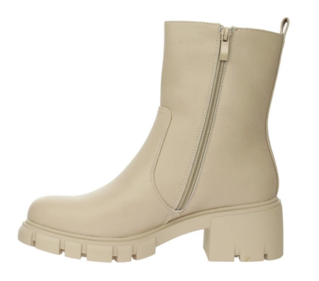 Eleganckie botki zimowe damskie na niskim klocku Jezzi