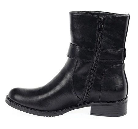 Komfortowe botki damskie płaskie czarne Jezzi