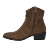 Zamszowe ażurowe botki kowbojki na płaskim obcasie czekoladowe Jezzi