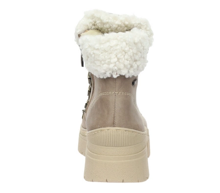 Beżowe eleganckie botki damskie zimowe skórzane Helios