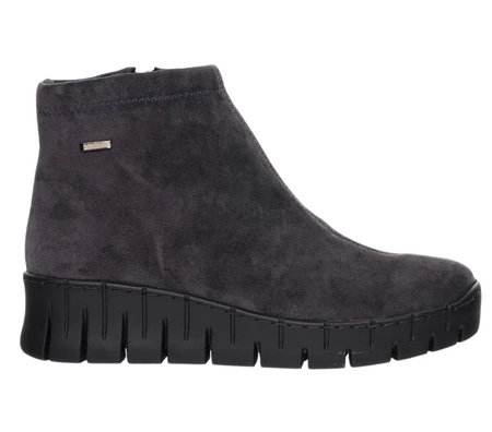 Skórzane trzewiki damskie ciemnoszare dopasowane botki Helios