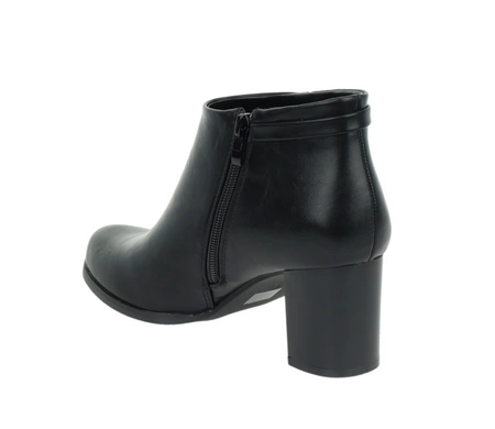 Czarne eleganckie botki do kostki na obcasie ocieplane Jezzi