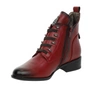 Czerwone botki damskie jesienno-zimowe eleganckie na płaskim obcasie Jezzi