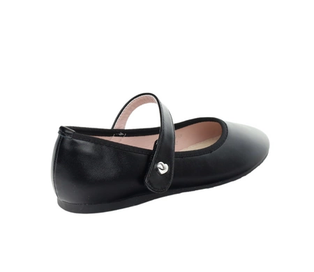 Czarne balerinki dziecięce z paskiem na rzep Miss E