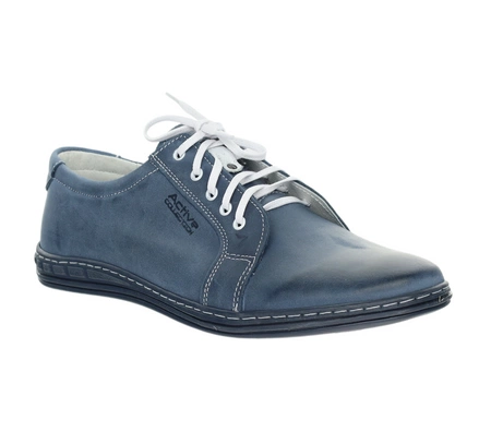 Niebieskie półbuty męskie sportowe skórzane POLBUT