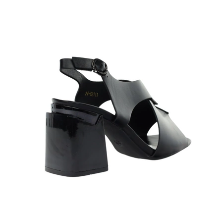 Czarne eleganckie sandały na szerokim obcasie VINCEZA