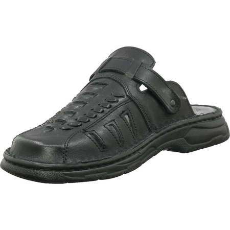 Czarne skórzane klapki męskie Łukpol 806