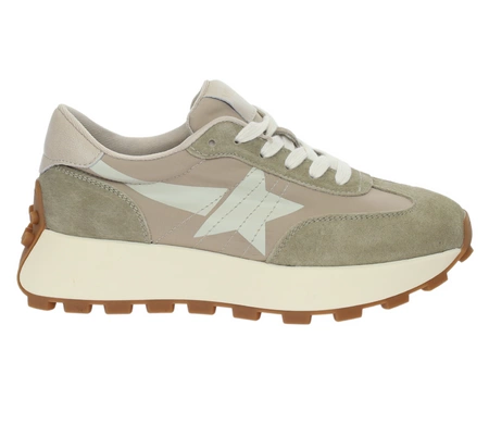 Beżowe skórzane sneakersy damskie adidasy VINCEZA