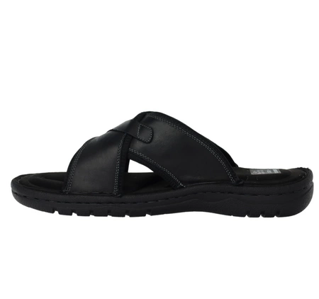 Komfortowe czarne skórzane klapki męskie American Club