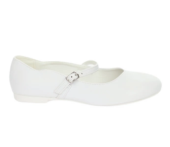 Białe czółenka dziewczęce baleriny z zapięciem komunijne American Club