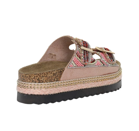 Kolorowe regulowane klapki damskie na platformie korkowej