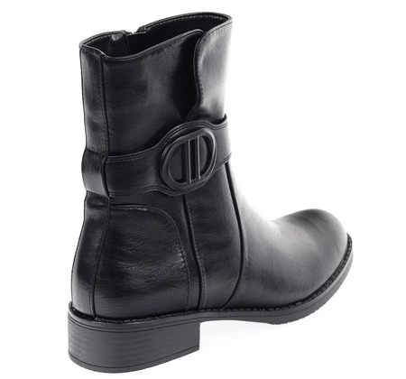 Komfortowe botki damskie płaskie czarne Jezzi